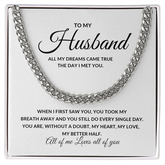 Valentines Husband - white Cuban Chain Necklace for Him