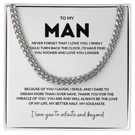 Cuban Chain Necklace for Him - Never Forget That I Love You