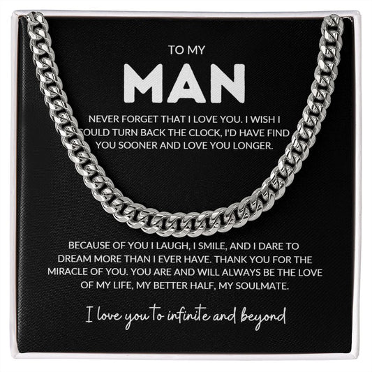 Cuban Chain Necklace for Him - Never forget that I Love You