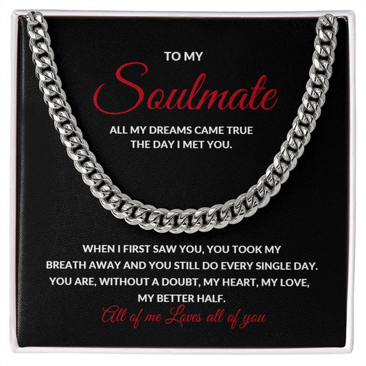 Valentines Soulmate_red Cuban Chain Necklace for Him