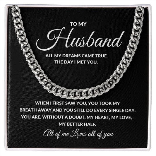 Valentines Husband Cuban Chain Necklace for Him