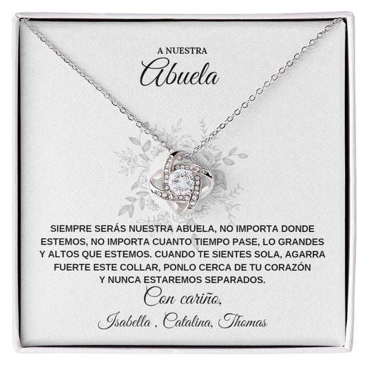 Personalized Love Knot Necklace A Nuestra Abuela