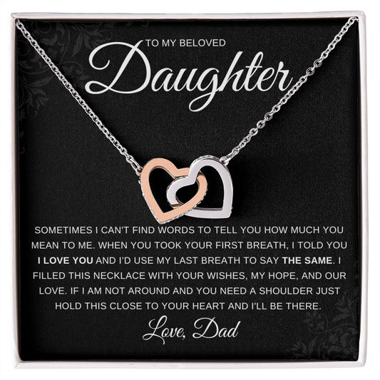Gift to Daughter from Dad - Love You Since Birth - Interlocking Hearts