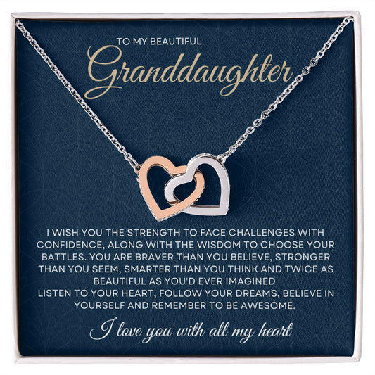 Gift to Granddaughter - Be awesome - Interlocking Hearts Necklace