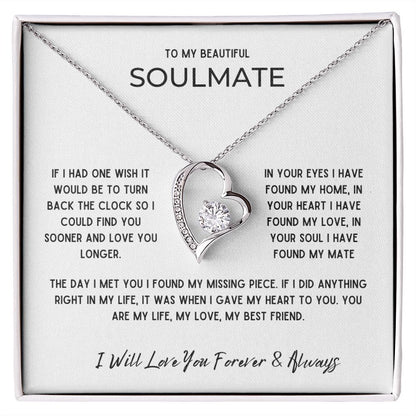 Gift To My Beautiful Soulmate | One Wish | Forever Love Necklace