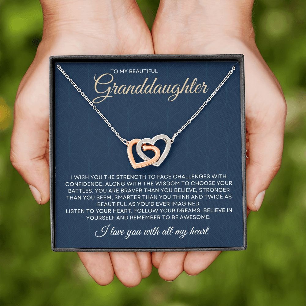 Granddaughter Necklace with Interlocking Hearts, Meaningful Gift, Christmas Gift, Birthday, Graduation