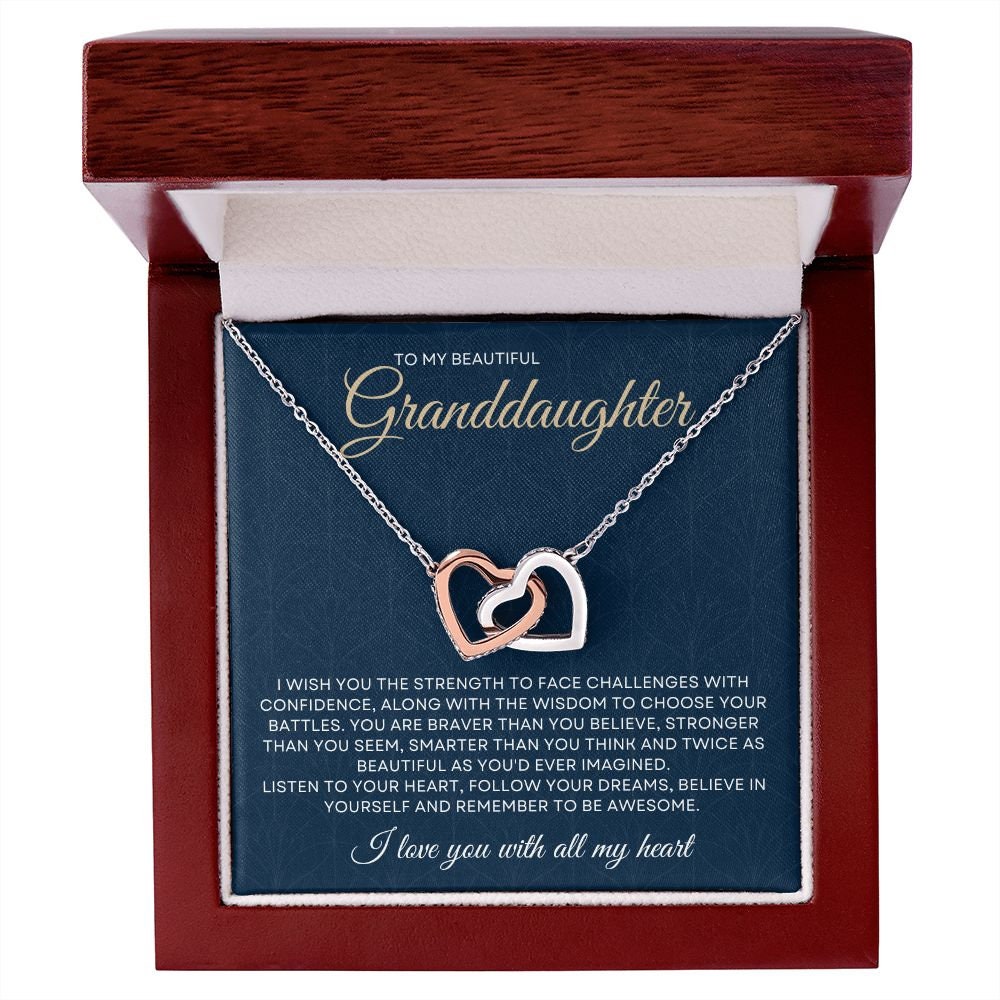 Granddaughter Necklace with Interlocking Hearts, Meaningful Gift, Christmas Gift, Birthday, Graduation