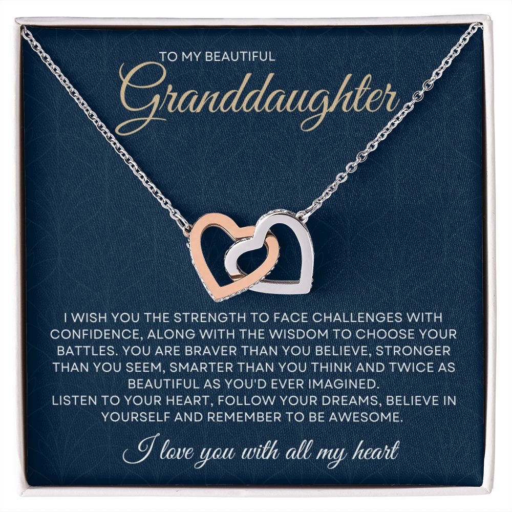 Granddaughter Necklace with Interlocking Hearts, Meaningful Gift, Christmas Gift, Birthday, Graduation