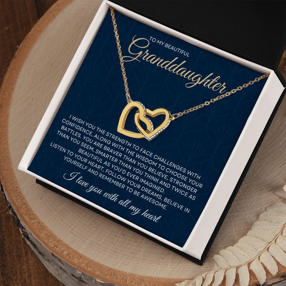 Granddaughter Necklace with Interlocking Hearts, Meaningful Gift, Christmas Gift, Birthday, Graduation