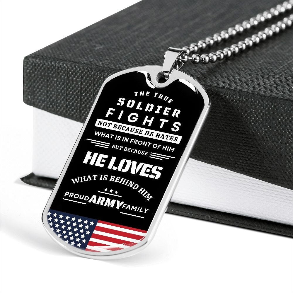 Proud Army Family Military Tag | Veterans Gift | Soldier Necklace Gift | Dog Tag Veterans Day