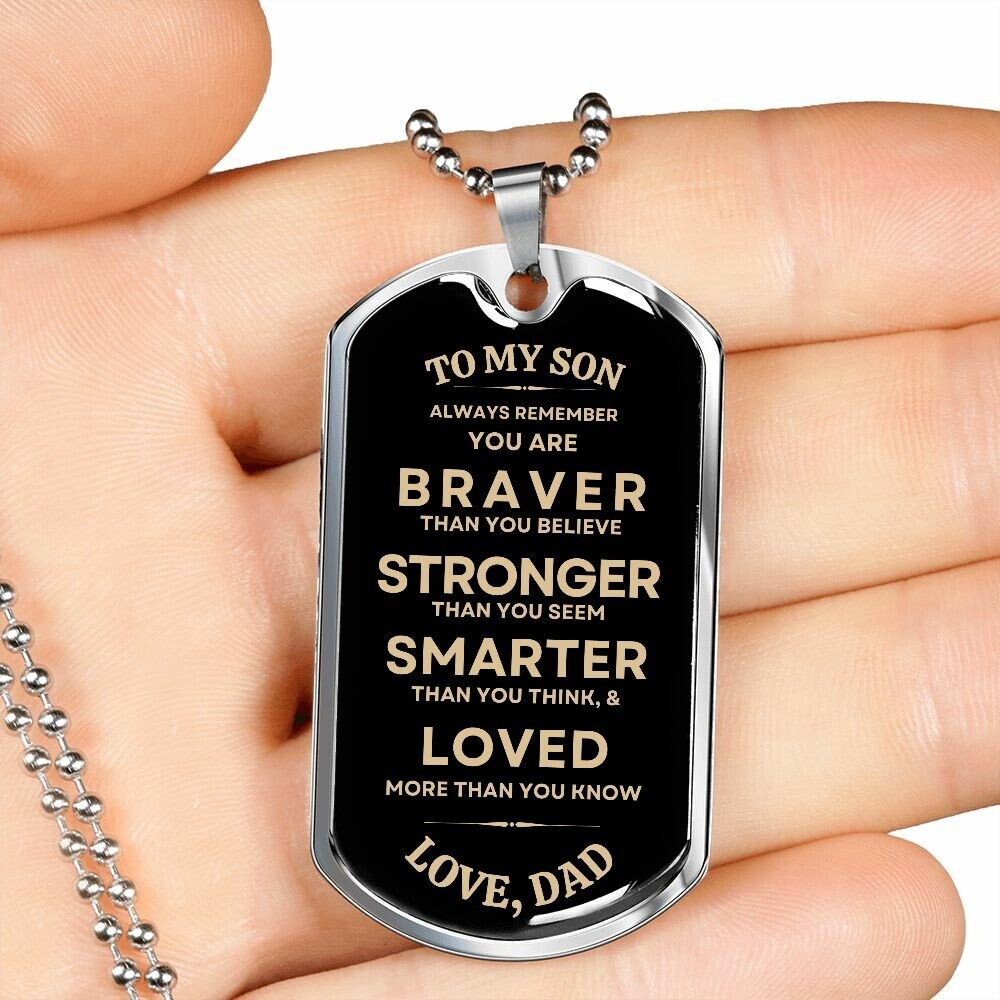 Gift To My Son - Military Dog Tag from Dad, Best Gift for Son on Christmas, Birthday, Graduation