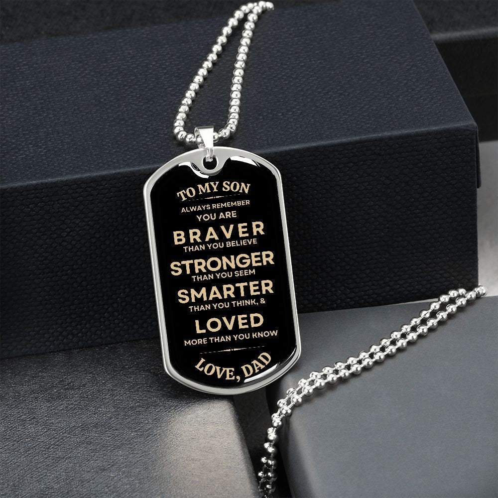 Gift To My Son - Military Dog Tag from Dad, Best Gift for Son on Christmas, Birthday, Graduation