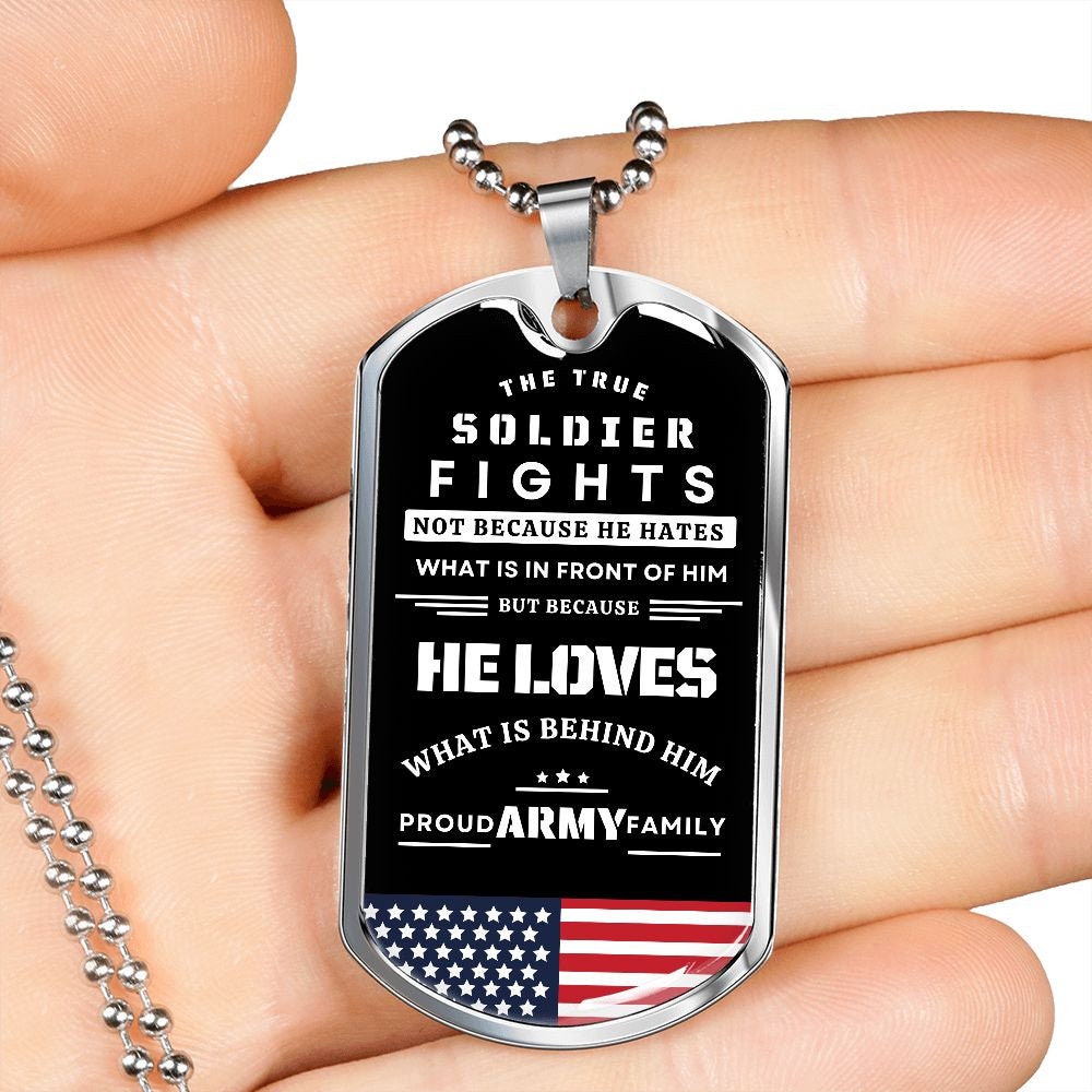 Proud Army Family Military Tag | Veterans Gift | Soldier Necklace Gift | Dog Tag Veterans Day