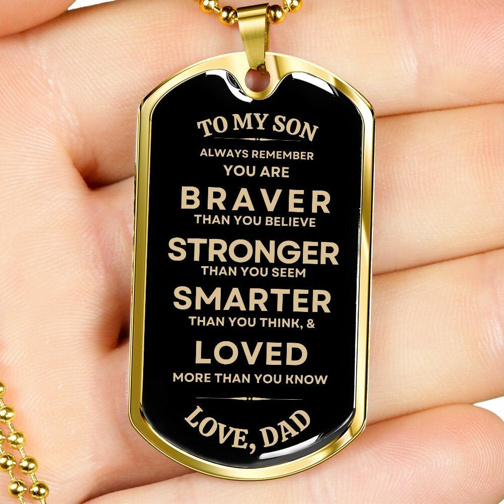 Gift To My Son - Military Dog Tag from Dad, Best Gift for Son on Christmas, Birthday, Graduation