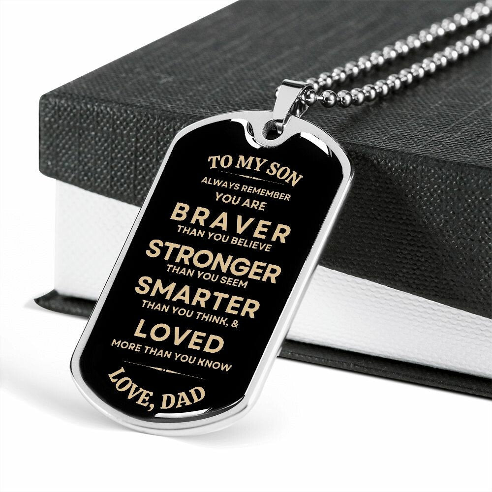 Gift To My Son - Military Dog Tag from Dad, Best Gift for Son on Christmas, Birthday, Graduation