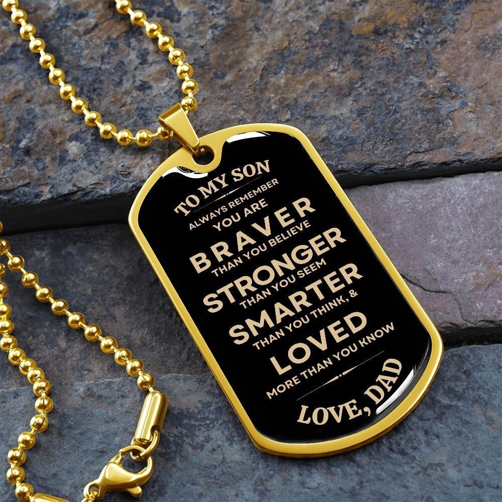 Gift To My Son - Military Dog Tag from Dad, Best Gift for Son on Christmas, Birthday, Graduation