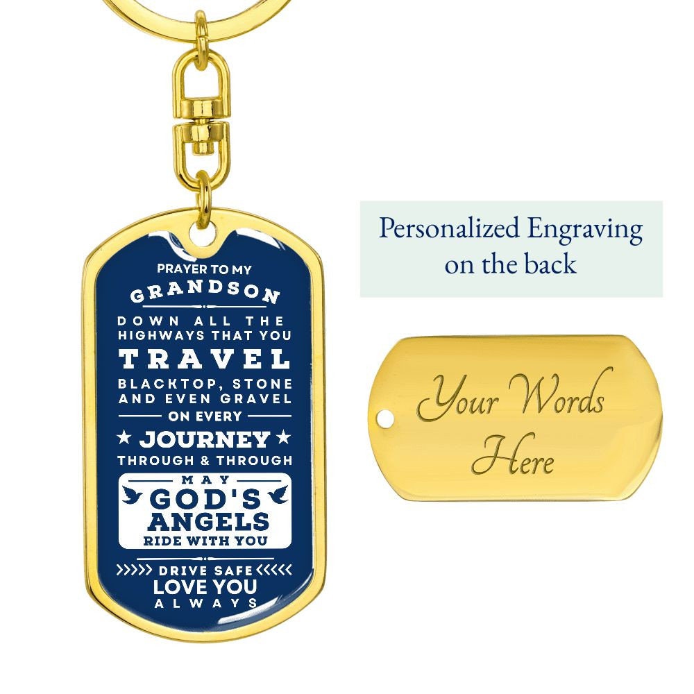 Keychain Gift With Prayer To My Grandson - New Driver Prayer Personalized Gift