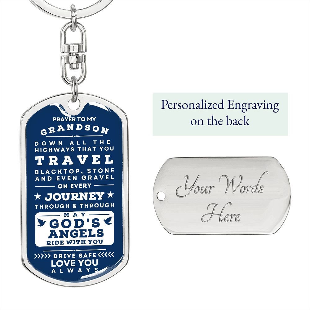 Keychain Gift With Prayer To My Grandson - New Driver Prayer Personalized Gift