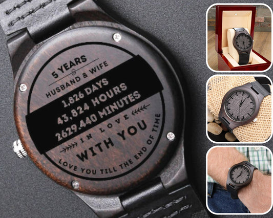 5th Wedding Anniversary Wooden Watch Gift for Husband