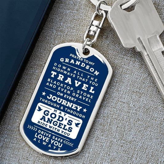 Keychain Gift With Prayer To My Grandson - New Driver Prayer Personalized Gift
