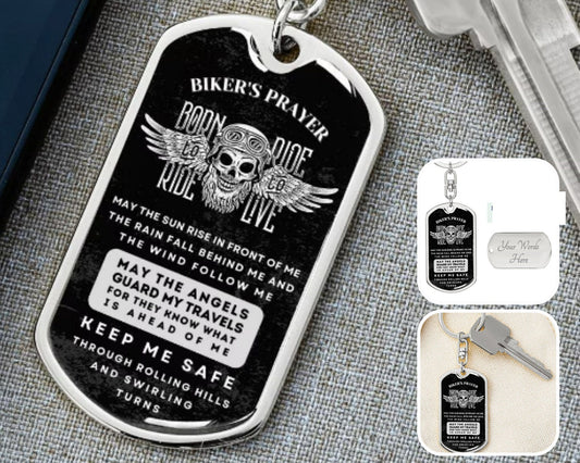 Personalized Biker's Prayer Keychain | Gift for Biker | Biker's Birthday Gift, Christmas Gift