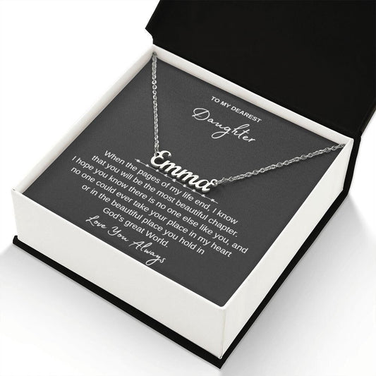 Personalized Name Necklace With Message Card and Box to My Daughter - Perfect Gift For Her Birthday, Graduation, Christmas