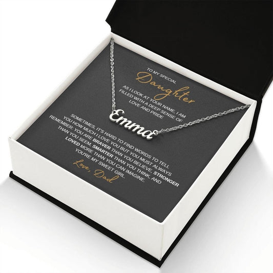 Personalized Silver Name Necklace from Dad - Perfect Christmas Gift to My Daughter, Graduation, Birthday